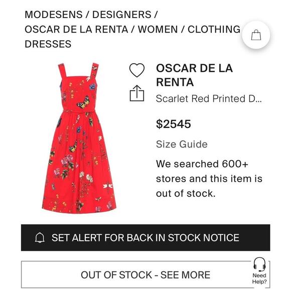 OSCAR DE LA RENTA Scarlett Garden Print Day Dress Midi Butterfly Poplin Floral 2 - Picture 2 of 12